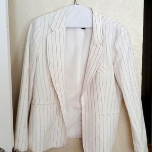 Cream with black stripe suit jacket